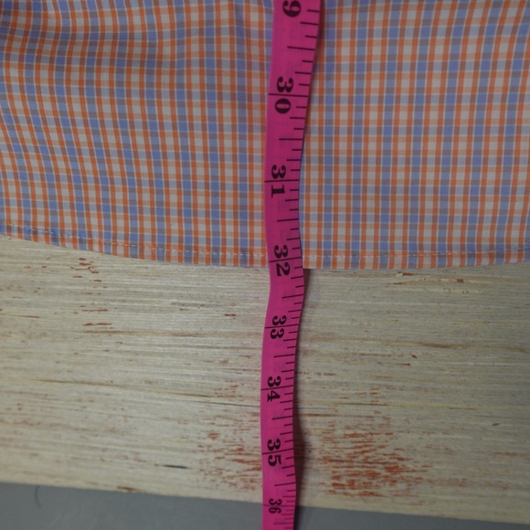 Lauren Ralph Lauren Men’s Dress Shirt – Orange Blue Check Plaid, Size 16 34/35 L - Picture 6 of 6